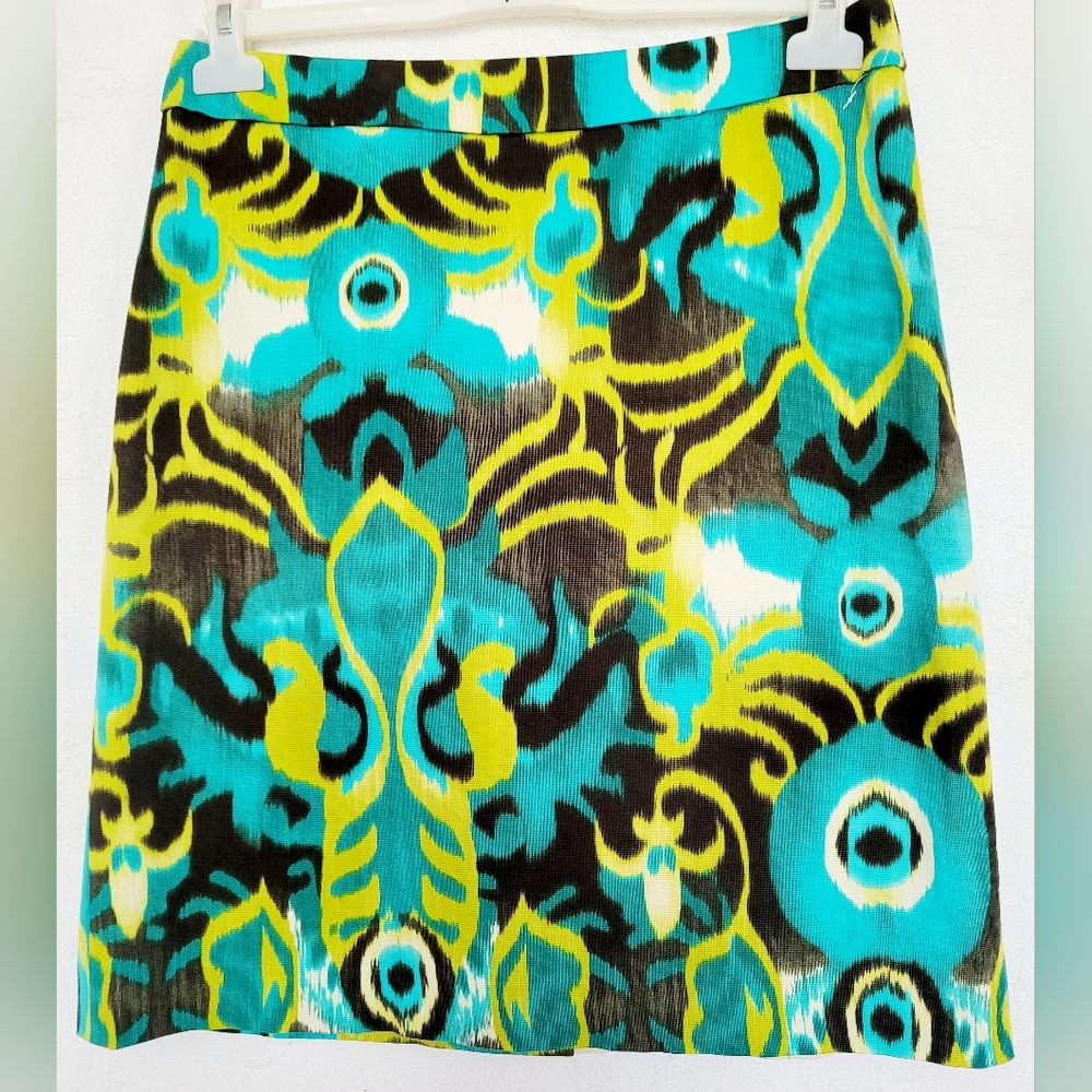 Eccoci Women's Stretch Cotton Colorful Paisley Pencil Skirt Lined 6/Small